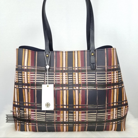 Tory Burch Kerrington Square Tote Philly Plaid Bag - Picture 7 of 8